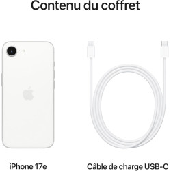 Apple iPhone 17e 256 Go : Écran Super Retina XDR 6,1 Pouces, Puce A19, Autonomie d’Une journée, Caméra Fusion 48 MP  Blanc