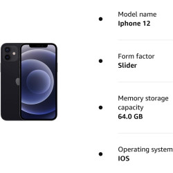 Apple iPhone 12, 64 Go, Noir (Reconditionné)
