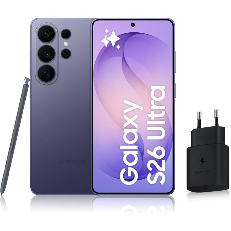 Samsung Galaxy S26 Ultra, Smartphone Android 5G avec Galaxy AI, 256 Go, Chargeur Secteur Rapide 25W Inclus, Smartphone déverroui