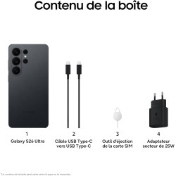 Samsung Galaxy S26 Ultra, Smartphone Android 5G avec Galaxy AI, 1 to, Chargeur Secteur Rapide 25W Inclus, Smartphone déverrouill