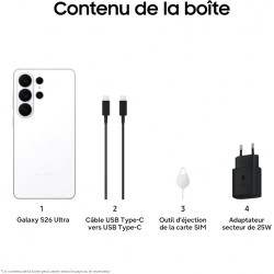 Samsung Galaxy S26 Ultra, Smartphone Android 5G avec Galaxy AI, 512 Go, Chargeur Secteur Rapide 25W Inclus, Smartphone déverroui