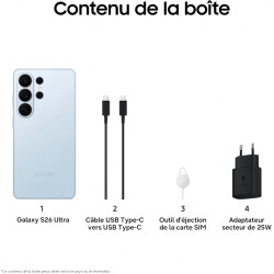 Samsung Galaxy S26 Ultra, Smartphone Android 5G avec Galaxy AI, 1 to, Chargeur Secteur Rapide 25W Inclus, Smartphone déverrouill