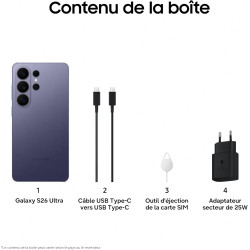 Samsung Galaxy S26 Ultra, Smartphone Android 5G avec Galaxy AI, 1 to, Chargeur Secteur Rapide 25W Inclus, Smartphone déverrouill