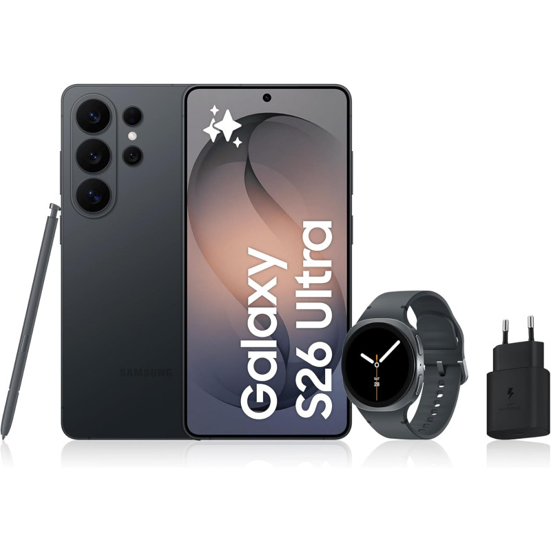 Samsung galaxy s26 ultra, avec galaxy ai, 1 to, noir galaxy watch8, 40mm, noir, bleutooth, chargeurs secteurs rapides 25w inclus