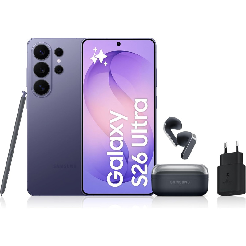 Samsung Galaxy S26 Ultra, avec Galaxy AI, 1 to, Violet Galaxy Buds4, Noir, Chargeurs secteurs Rapides 25W Inclus, Version FR