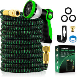 Tuyau d'Arrosage Extensible - Tuyau d'arrosage flexible avec 10 Modèles de Pulvérisation Convient aux Robinets de 1/2" et 3/4" R