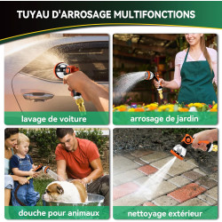 Tuyau d'Arrosage Extensible 22m/75Ft avec 10 Modèles de Pulvérisation Convient aux Robinets de 1/2" et 3/4" Raccords en Métal Du