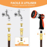 Yofidra Tuyau d'Arrosage Extensible 30m/100Ft avec 10 Modèles de Pulvérisation Convient aux Robinets de 1/2" et 3/4" Raccords en