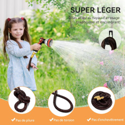 Yofidra Tuyau d'Arrosage Extensible 30m/100Ft avec 10 Modèles de Pulvérisation Convient aux Robinets de 1/2" et 3/4" Raccords en