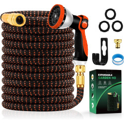 Yofidra Tuyau d’arrosage Extensible 15m/50Ft avec 10 modèles de pulvérisation Convient aux robinets de 1/2" et 3/4" Raccords en 