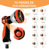 Yofidra Tuyau d’arrosage Extensible 15m/50Ft avec 10 modèles de pulvérisation Convient aux robinets de 1/2" et 3/4" Raccords en 