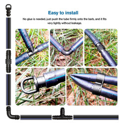 VooGenzek 50 Pièces Raccords d'Irrigation pour Tubes 16mm, Connecteur de Tuyau D'Eau D'Irrigation, Connecteurs Barbelés de Tuyau