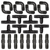 VooGenzek 24 Pièces 16mm Kit de Connecteurs de Tuyaux, Connecteur de Tuyau Cannelé en Plastique, Raccord D'irrigation, Connecteu