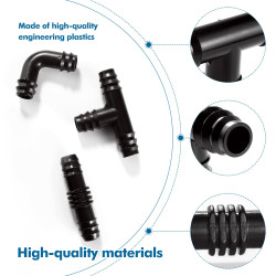 VooGenzek 24 Pièces 16mm Kit de Connecteurs de Tuyaux, Connecteur de Tuyau Cannelé en Plastique, Raccord D'irrigation, Connecteu