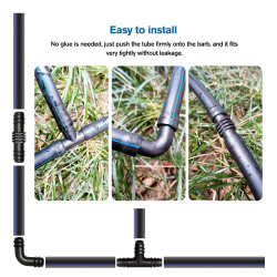 VooGenzek 24 Pièces 16mm Kit de Connecteurs de Tuyaux, Connecteur de Tuyau Cannelé en Plastique, Raccord D'irrigation, Connecteu