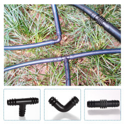 VooGenzek 24 Pièces 16mm Kit de Connecteurs de Tuyaux, Connecteur de Tuyau Cannelé en Plastique, Raccord D'irrigation, Connecteu