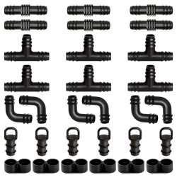 VooGenzek 30 Pièces Raccords d'Irrigation pour Tubes 16mm, Connecteur de Tuyau D'Eau D'Irrigation, Connecteurs Barbelés de Tuyau