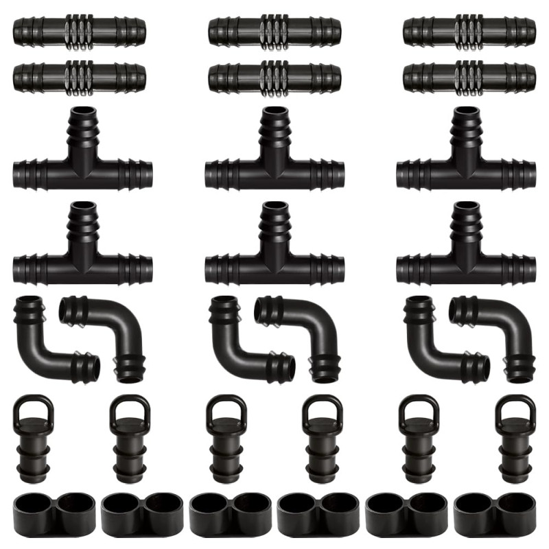 VooGenzek 30 Pièces Raccords d'Irrigation pour Tubes 16mm, Connecteur de Tuyau D'Eau D'Irrigation, Connecteurs Barbelés de Tuyau