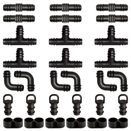 VooGenzek 30 Pièces Raccords d'Irrigation pour Tubes 16mm, Connecteur de Tuyau D'Eau D'Irrigation, Connecteurs Barbelés de Tuyau