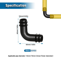 VooGenzek 25 Pièces 16mm Connecteurs de Tuyaux, Connecteur de Tuyau Cannelé en Plastique, Raccord D'irrigation, Connecteurs Barb