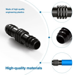 VooGenzek 25 Pièces 16mm Connecteurs de Tuyaux, Connecteur de Tuyau Cannelé en Plastique, Raccord D'irrigation, Connecteurs Barb