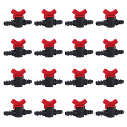 VooGenzek 16 Pièces Vanne Commutation d'Irrigation, Irrigation Pipe Valve Switch, Robinet Jardin en Plastique PE, Robinet Barbel