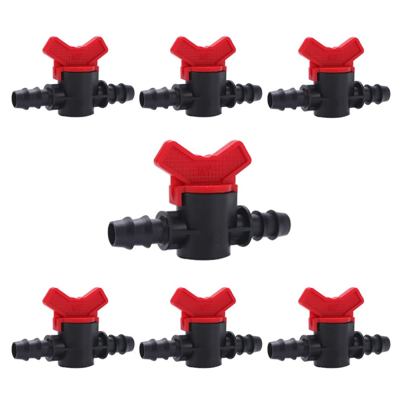 VooGenzek 7 Pièces Vanne Commutation d'Irrigation, Irrigation Pipe Valve Switch, Robinet Jardin en Plastique PE, Robinet Barbelé