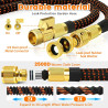 Edonkvi Tuyau Arrosage Extensible 15m, Tuyaux D'arrosage Embout 10 Modes Pistolet, 3/4" 1/2" Raccord Adaptateur Robinet Cuisine,