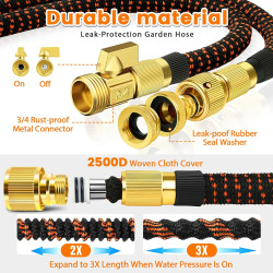 Edonkvi Tuyau Arrosage Extensible 30m, Tuyaux D'arrosage Embout 10 Modes Pistolet, 3/4" 1/2" Raccord Adaptateur Robinet Cuisine,