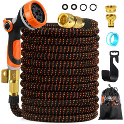 Edonkvi Tuyau Arrosage Extensible 45m, Tuyaux D'arrosage Embout 10 Modes Pistolet, 3/4" 1/2" Raccord Adaptateur Robinet Cuisine,