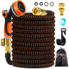Edonkvi Tuyau Arrosage Extensible 45m, Tuyaux D'arrosage Embout 10 Modes Pistolet, 3/4" 1/2" Raccord Adaptateur Robinet Cuisine,