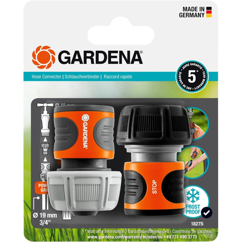 GARDENA Jeu de Connecteur de Tuyau 19 mm (3/4 Pouces) (18275-2012)