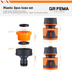 Grifema ge1103, kit de raccordement de robinet/tuyau de jardin avec connecteur waterstop 1/2", connexion rapide et connecteur fe