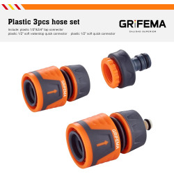 Grifema ge1103, kit de raccordement de robinet/tuyau de jardin avec connecteur waterstop 1/2", connexion rapide et connecteur fe