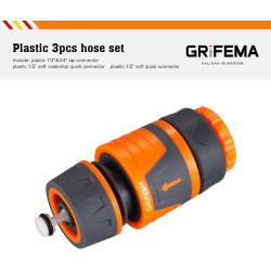 Grifema ge1103, kit de raccordement de robinet/tuyau de jardin avec connecteur waterstop 1/2", connexion rapide et connecteur fe