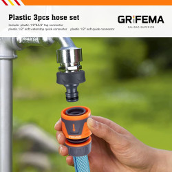 Grifema ge1103, kit de raccordement de robinet/tuyau de jardin avec connecteur waterstop 1/2", connexion rapide et connecteur fe