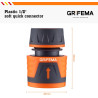 Grifema ge1201, raccord tuyau d'arrosage - connecteur rapide 1/2 pouces 13 mm, connecteurs de tuyau et de robinet, orange, exclu