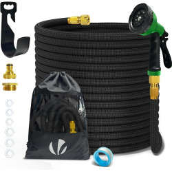 VOUNOT® Tuyau d'Arrosage Extensible 30m Renforcé Adaptable 1/2" et 3/4" 10 Modes de Pulvérisation Flexible et Anti-Fuite Raccord