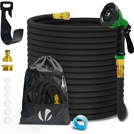 VOUNOT® Tuyau d'Arrosage Extensible 30m Renforcé Adaptable 1/2" et 3/4" 10 Modes de Pulvérisation Flexible et Anti-Fuite Raccord
