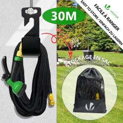 VOUNOT® Tuyau d'Arrosage Extensible 30m Renforcé Adaptable 1/2" et 3/4" 10 Modes de Pulvérisation Flexible et Anti-Fuite Raccord