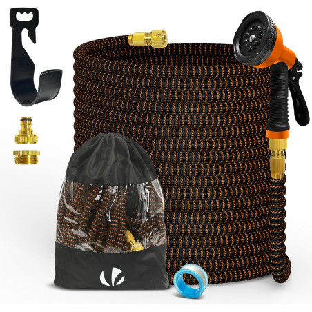 Vounot® tuyau d'arrosage extensible 30m renforcé adaptable 1/2" et 3/4" 10 modes de pulvérisation flexible et anti-fuite raccord