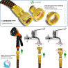 Vounot® tuyau d'arrosage extensible 30m renforcé adaptable 1/2" et 3/4" 10 modes de pulvérisation flexible et anti-fuite raccord
