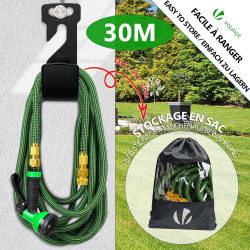 VOUNOT® Tuyau d'Arrosage Extensible 30m Renforcé Adaptable 1/2" et 3/4" 10 Modes de Pulvérisation Flexible et Anti-Fuite Raccord