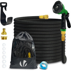 VOUNOT® Tuyau d'Arrosage Extensible 15m Renforcé Adaptable 1/2" et 3/4" 10 Modes de Pulvérisation Flexible et Anti-Fuite Raccord