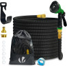 VOUNOT® Tuyau d'Arrosage Extensible 15m Renforcé Adaptable 1/2" et 3/4" 10 Modes de Pulvérisation Flexible et Anti-Fuite Raccord
