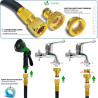 VOUNOT® Tuyau d'Arrosage Extensible 45m Renforcé Adaptable 1/2" et 3/4" 10 Modes de Pulvérisation Flexible et Anti-Fuite Raccord