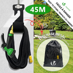 VOUNOT® Tuyau d'Arrosage Extensible 45m Renforcé Adaptable 1/2" et 3/4" 10 Modes de Pulvérisation Flexible et Anti-Fuite Raccord