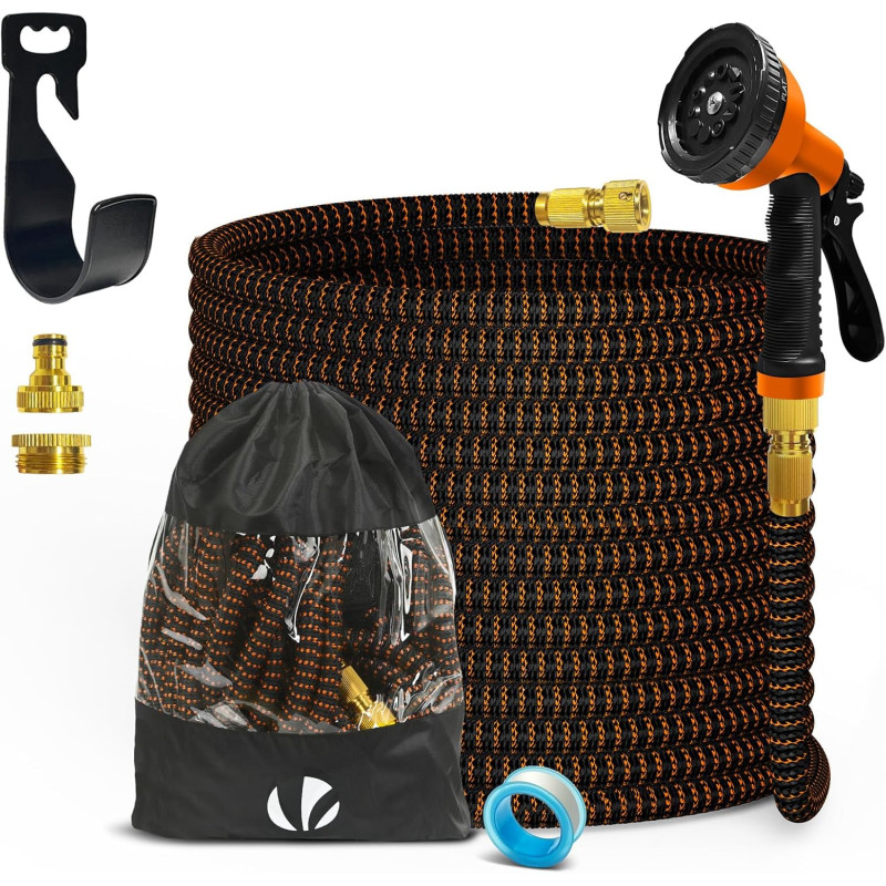Vounot® tuyau d'arrosage extensible 15m renforcé adaptable 1/2" et 3/4" 10 modes de pulvérisation flexible et anti-fuite raccord