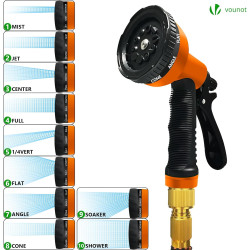 Vounot® tuyau d'arrosage extensible 15m renforcé adaptable 1/2" et 3/4" 10 modes de pulvérisation flexible et anti-fuite raccord