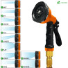 Vounot® tuyau d'arrosage extensible 15m renforcé adaptable 1/2" et 3/4" 10 modes de pulvérisation flexible et anti-fuite raccord